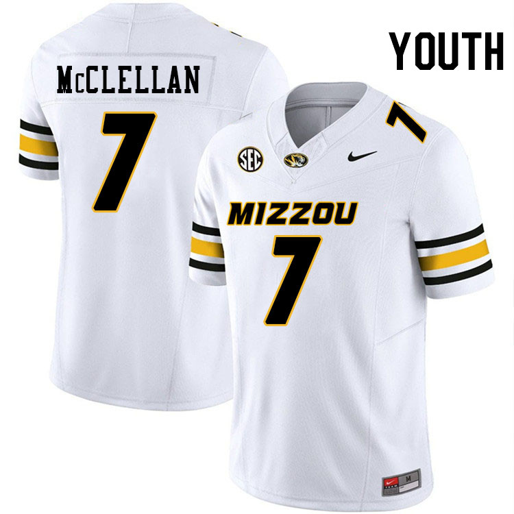 Youth #7 Chris McClellan Missouri Tigers College Football Jerseys Stitched-White